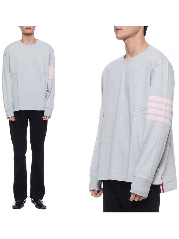 4 Bar Crew Neck Long Sleeve T-Shirt Blue - THOM BROWNE - BALAAN 3