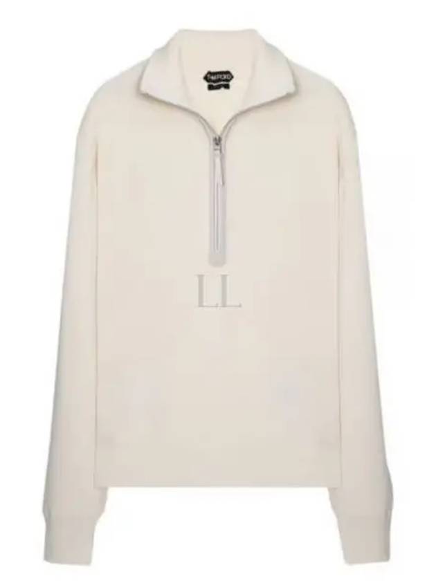 Half Zip Wool Knit Top Beige - TOM FORD - BALAAN 2