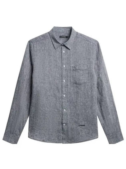 Slim Linen Melange Long Sleeve Shirt Jl Navy - J.LINDEBERG - BALAAN 2