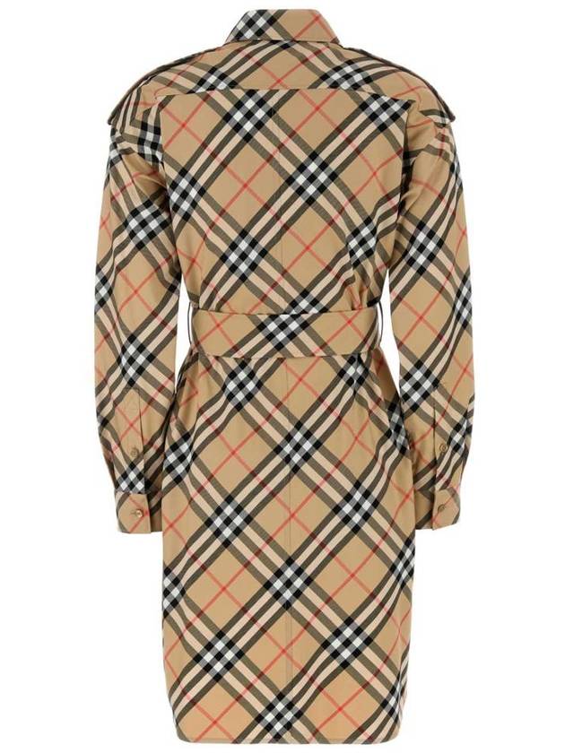 Check Cotton Shirt Midi Dress Beige - BURBERRY - BALAAN 3