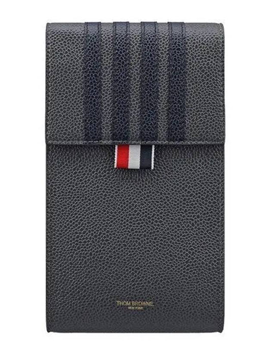 4-Bar Stripe Phone Holder Cross Bag Dark Grey - THOM BROWNE - BALAAN 2