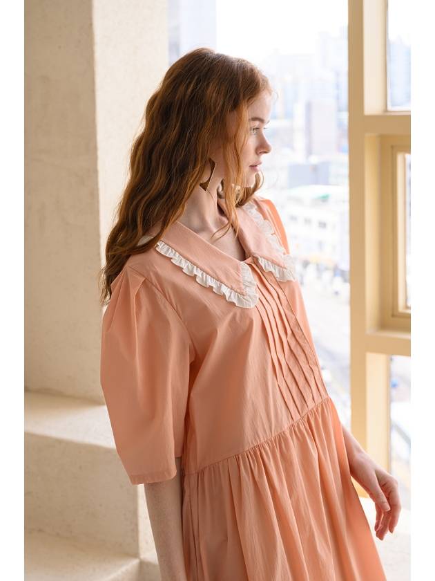 Caisienne puff sleeve pintuck frill dress_coral - CAHIERS - BALAAN 5