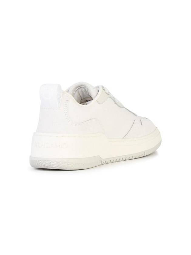 Gancini Leather Low Top Sneakers White - SALVATORE FERRAGAMO - BALAAN 4