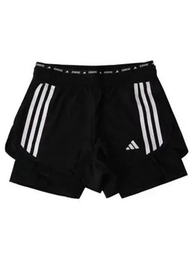 WoMen's Own The Run 3 Stripes 2 in 1 Shorts Black - ADIDAS - BALAAN 1