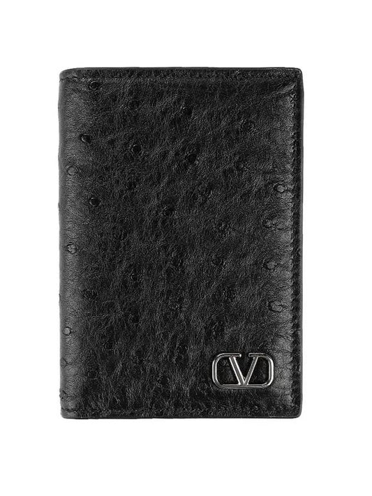 V Logo Half Wallet Black - VALENTINO - BALAAN 1