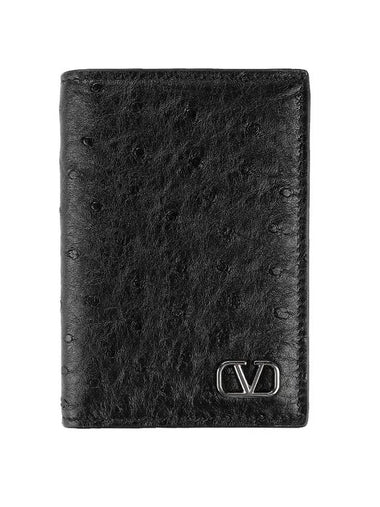 V Logo Half Wallet Black - VALENTINO - BALAAN 1