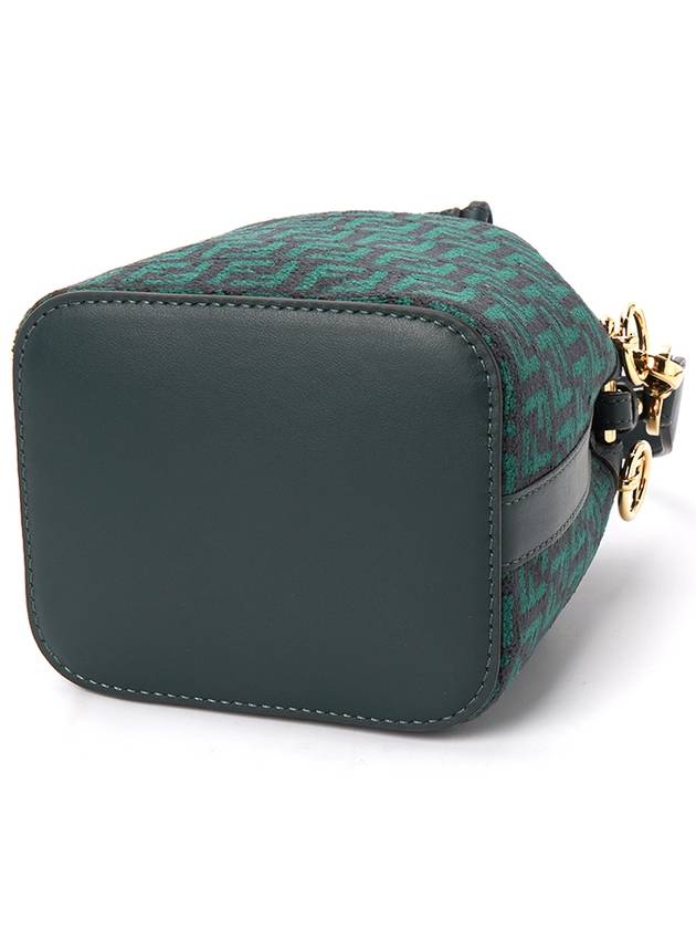 FF motif dark green tapestry fabric mini bag 8BS010AR1BF1C0Y - FENDI - BALAAN 5