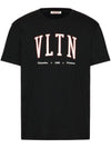 VLTN Print Crew Neck Cotton Short Sleeve T-Shirt Black - VALENTINO - BALAAN 1