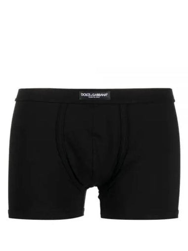 Logo Label Stretch Jersey Boxer Briefs Black - DOLCE&GABBANA - BALAAN 1