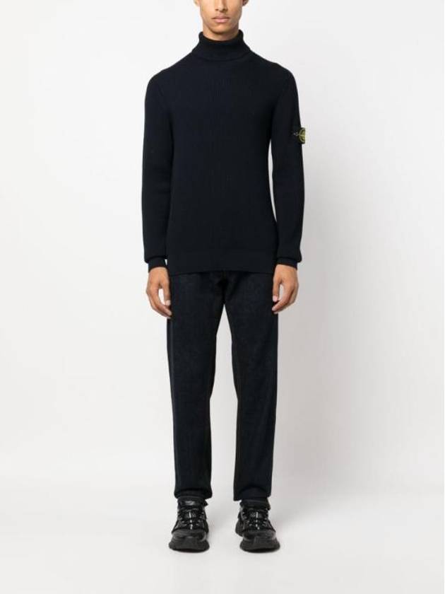 Men's Logo Patch Turtleneck Navy - STONE ISLAND - BALAAN 6