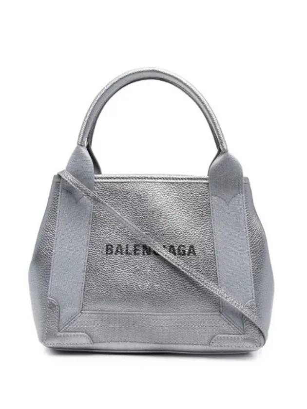 Navy Cabas XS Leather Tote Bag Grey - BALENCIAGA - BALAAN 1