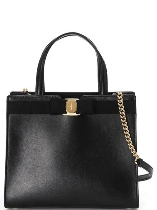 Vara Bow Top Handle Tote Bag Black - SALVATORE FERRAGAMO - BALAAN 2