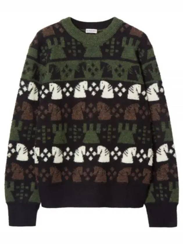 Chess Intarsia Wool Blend Knit Top Black - BURBERRY - BALAAN 2