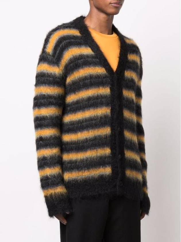 Striped Mohair Cardigan Orange Black - MARNI - BALAAN 4