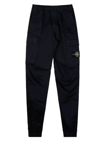 Stretch Cotton Wool Satin Cargo Straight Pants Navy - STONE ISLAND - BALAAN 2