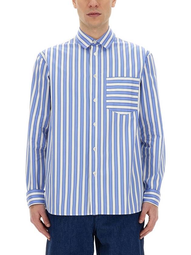 Striped Classic Fit Long Sleeve Shirt White Blue - JW ANDERSON - BALAAN 2