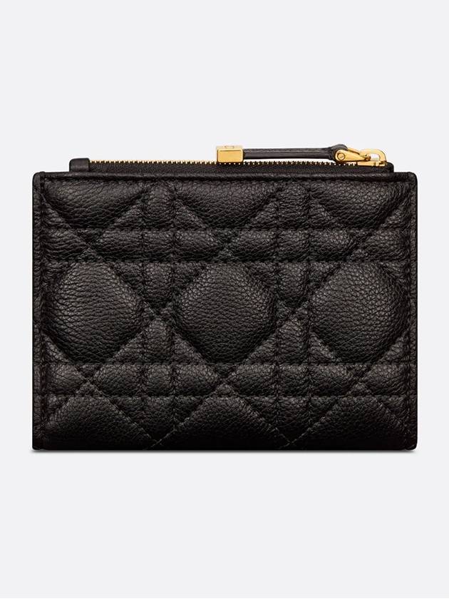 Caro Dahlia Supple Cannage Calfskin Half Wallet Black - DIOR - BALAAN 4