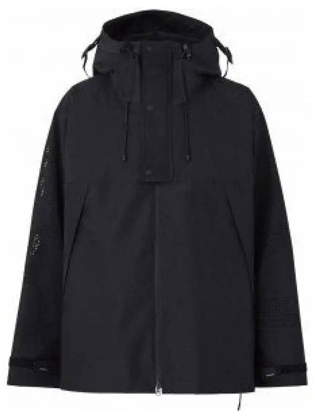 Men's Perforated Logo Zip-Up Hoodie Black - BURBERRY - BALAAN 2