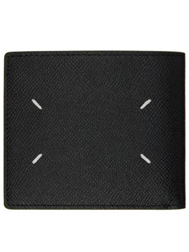 Maison Margiela Signature Stitch Logo Stamp Leather Half Wallet Black - MAISON MARGIELA - BALAAN 1