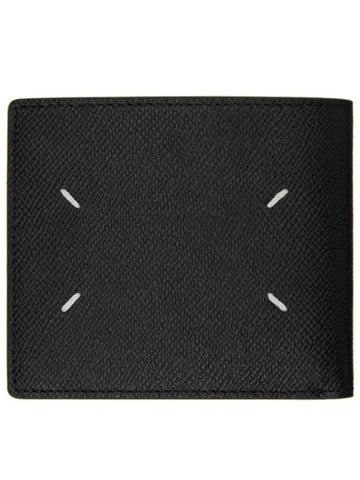 Maison Margiela Signature Stitch Logo Stamp Leather Half Wallet Black - MAISON MARGIELA - BALAAN 1