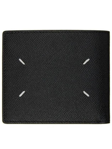 Maison Margiela Signature Stitch Logo Stamp Leather Half Wallet Black - MAISON MARGIELA - BALAAN 1