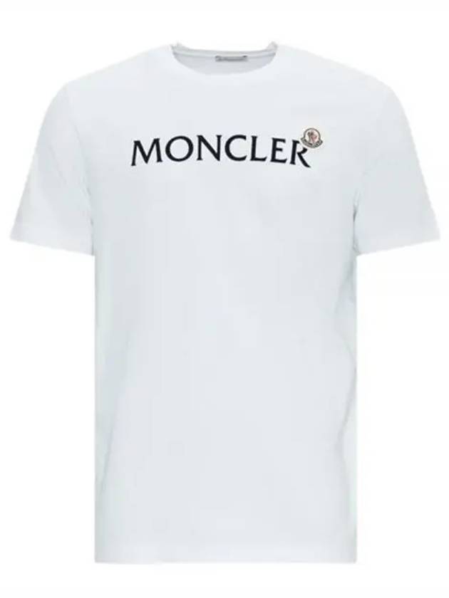 Men s lettering embroidery logo patch round neck short sleeve t shirt white 233520 - MONCLER - BALAAN 1