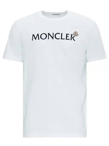 Men s lettering embroidery logo patch round neck short sleeve t shirt white 233520 - MONCLER - BALAAN 1