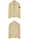 Front Pocket Wappen Patch Overshirt Zip-Up Jacket Beige - STONE ISLAND - BALAAN 5