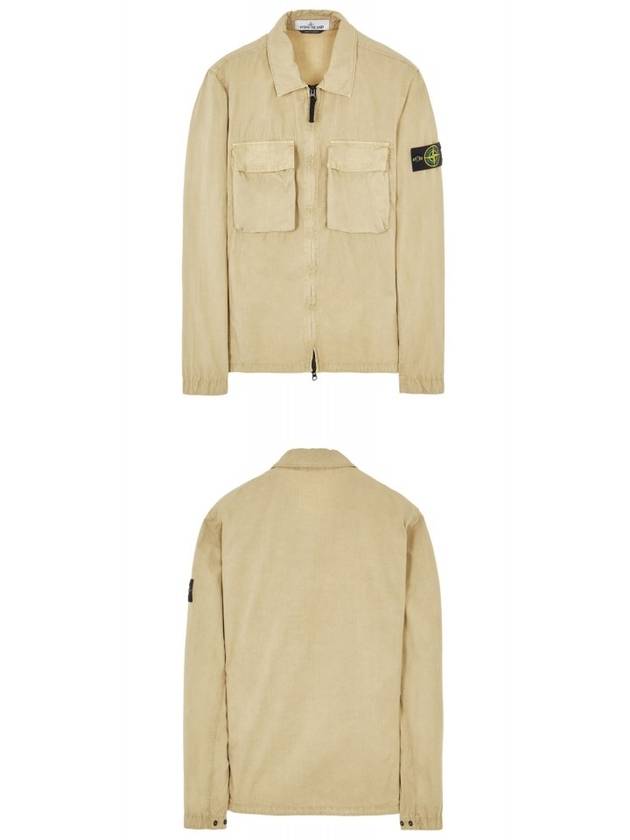 Front Pocket Wappen Patch Overshirt Zip-Up Jacket Beige - STONE ISLAND - BALAAN 5