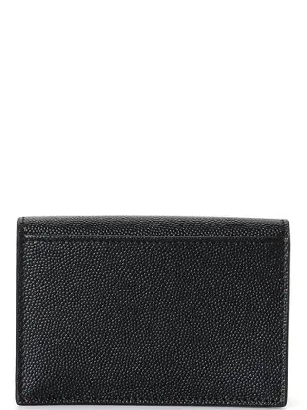 Business Flap in Grain De Poudre Embossed Leather Card Wallet Black - SAINT LAURENT - BALAAN 4