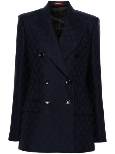 Double Breasted GG Wool Blazer Jacket Black - GUCCI - BALAAN 1