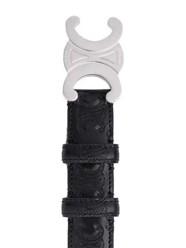 Triomphe Buckle Leather Belt Black - CELINE - BALAAN 5