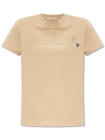 Moncler T-shirt With Logo, Women's, Beige - MONCLER - BALAAN 1