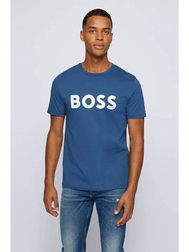 Official 30 Rubber Rise Logo Short Sleeve T Shirt 50469648 413 Blue - BOSS - BALAAN 1