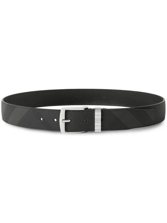 Checked Leather Belt Charcoal - BURBERRY - BALAAN 1