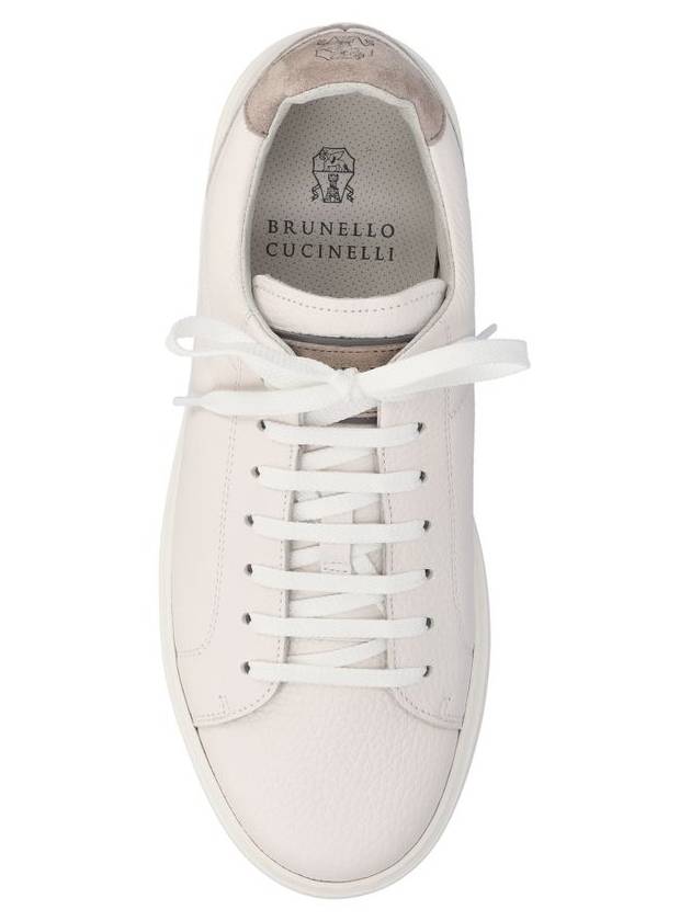 Logo Leather Low Top Sneakers White - BRUNELLO CUCINELLI - BALAAN 5