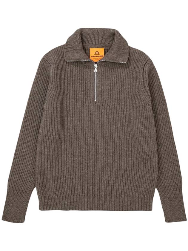 Half Zip Knit Top Natural Taupe - ANDERSEN-ANDERSEN - BALAAN 1