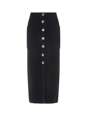 Women s Cashmere Wool Button Up Skirt Black 271838 - EMPORIO ARMANI - BALAAN 1