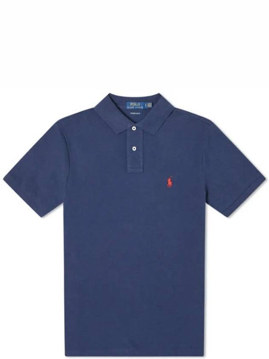 Polo Pony Logo Collar Short Sleeve TShirt Navy 710782592 008 - RALPH LAUREN - BALAAN 1