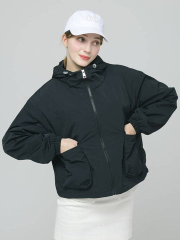 Doyou Know MC Women s Hooded Big Pocket Loose Fit Black Wind Jumper DO3242WB90 1 - DOYOUKNOWMC GOLF WEAR - BALAAN 1