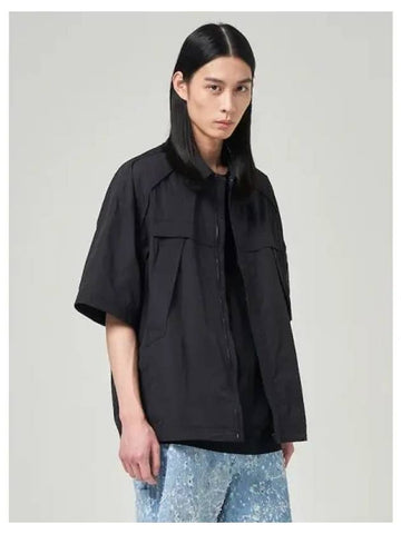 Nylon military cut out zip up short sleeve shirt black domestic product GM0023120516600 - JUUN.J - BALAAN 1