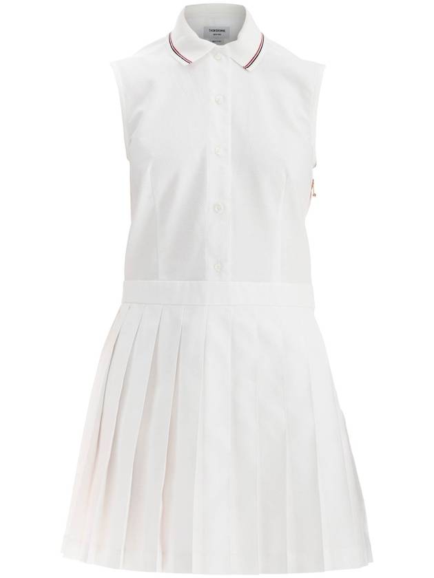 white pleated cotton dress for women - THOM BROWNE - BALAAN 1