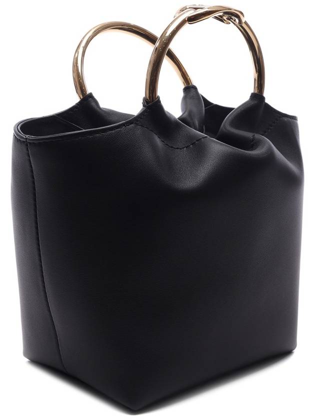 V Logo Leather Tote Bag Black - VALENTINO - BALAAN 4