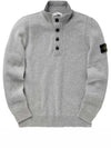 Wappen Patch Half Button Lambswool Knit Top Grey - STONE ISLAND - BALAAN 2