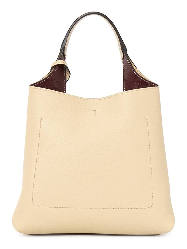 Logo Mini Leather Tote Bag Beige - TOD'S - BALAAN 4