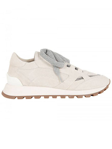 Women's Suede Low Top Sneakers Beige - BRUNELLO CUCINELLI - BALAAN.