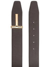 T Buckle Reversible Leather Belt Brown - TOM FORD - BALAAN 4