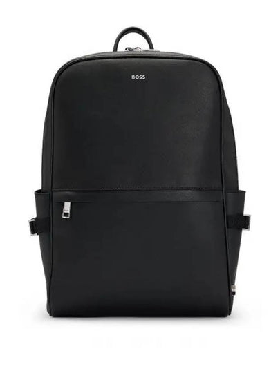 Silver Logo Leather Backpack Black - HUGO BOSS - BALAAN 2