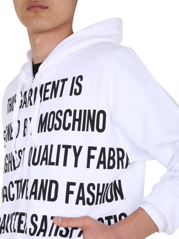 Men's Lettering Logo Hooded Zip-Up White - MOSCHINO - BALAAN 5