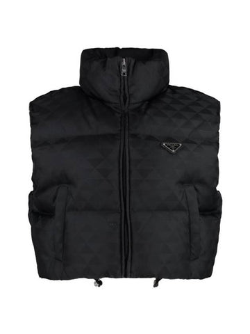 Triangle Logo Re-nylon Down Vest Black - PRADA - BALAAN 1